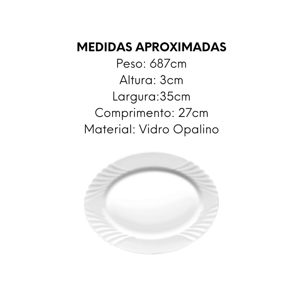 Prato Oval Ebro de Vidro Opalino Day Home