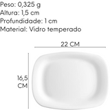 Prato Retangular Pequeno Vidro Temperado 22cm Bormioli Rocco Day Home