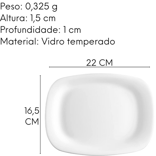 Prato Retangular Pequeno Vidro Temperado 22cm Bormioli Rocco