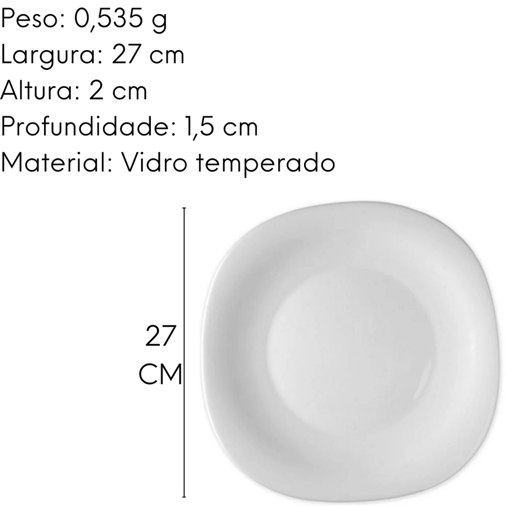 Prato Raso Parma em Vidro Temperado 27cm Day Home