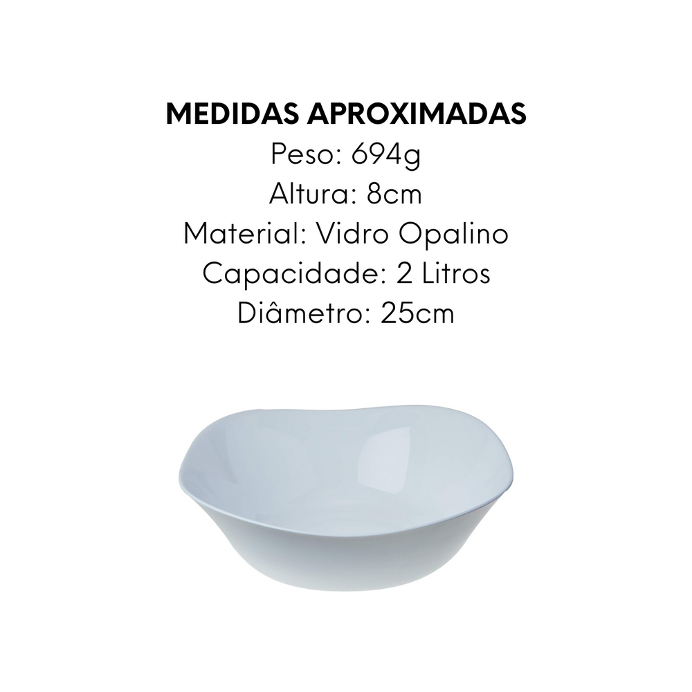 Saladeira Parma de Vidro Opalino 25cm Day Home