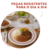 Prato Raso Menu Opaline Borda Vermelho