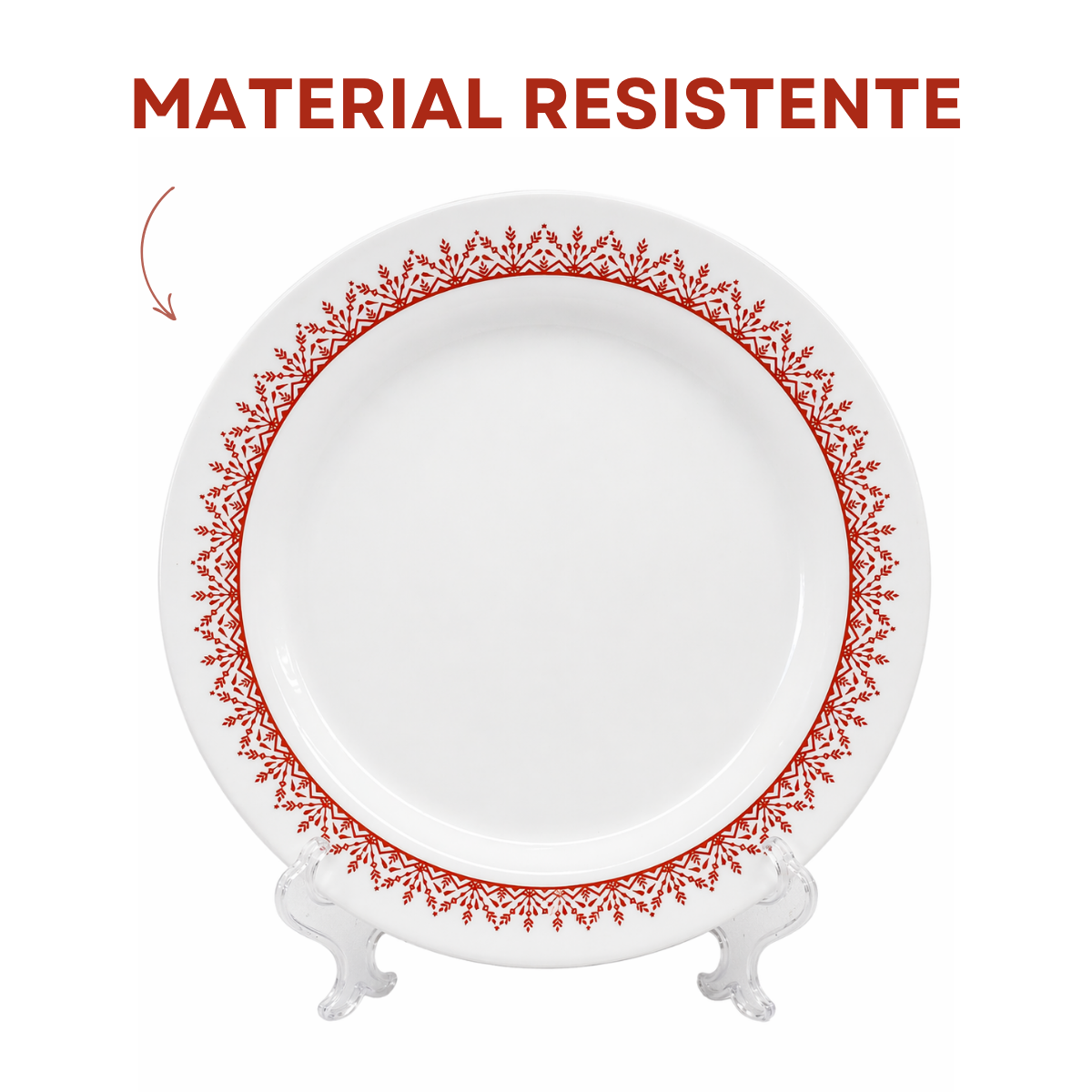 Prato Raso Menu Opaline Borda Vermelho
