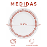 Prato Raso Menu Opaline Borda Vermelho