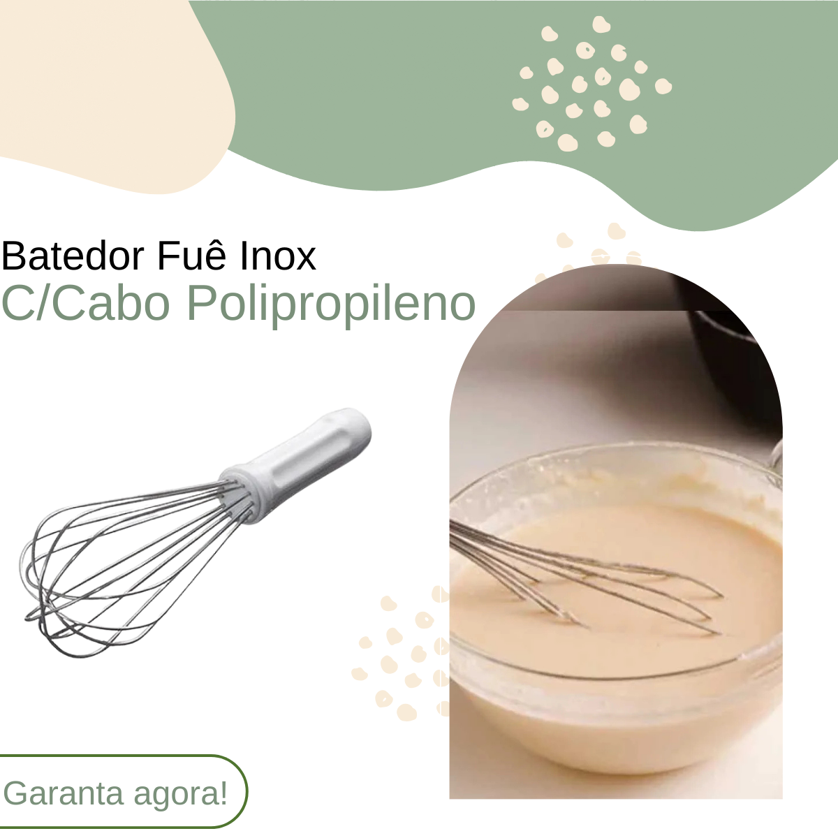 Batedor Fuet Aço Inox 30cm