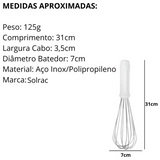 Batedor Fuet Aço Inox 30cm