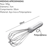 Batedor Fuet Aço Inox 33cm