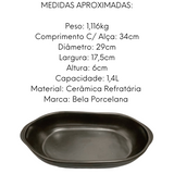 Travessa Oval M 1,4L Cerâmica Refrataria Petróleo - A Gourmet