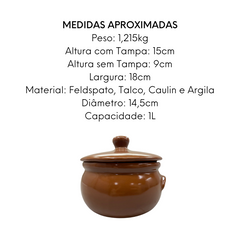 Caçarola Com Tampa 1L Argila Bela Porcelana