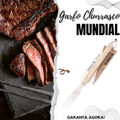 Garfo de Churrasco em Aço Inox Cabo Madeira - A Gourmet