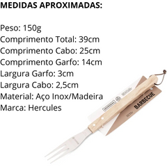 Garfo de Churrasco em Aço Inox Cabo Madeira - A Gourmet