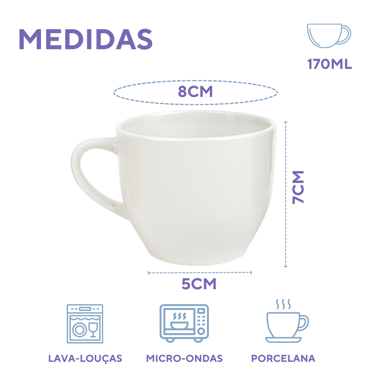 Xicara Chá Porcelana Branca