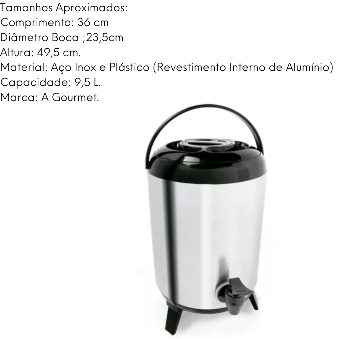 Botijão Térmico em Aço Inox Hercules A Gourmet