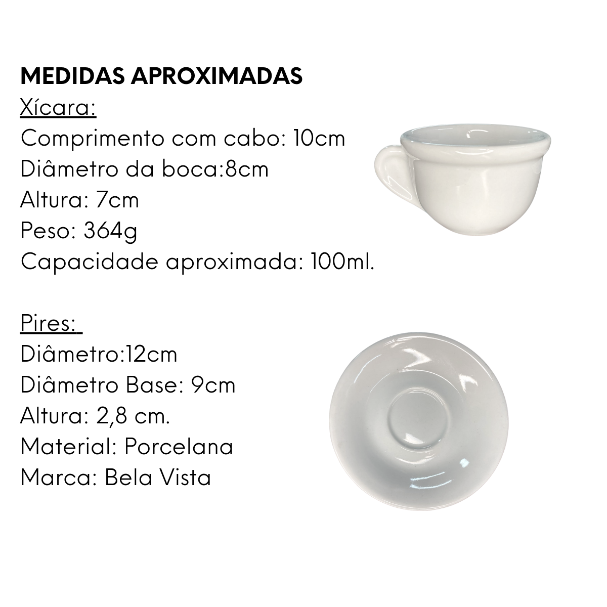 Xicara de Café Expresso de Porcelana 100ml BelaVista