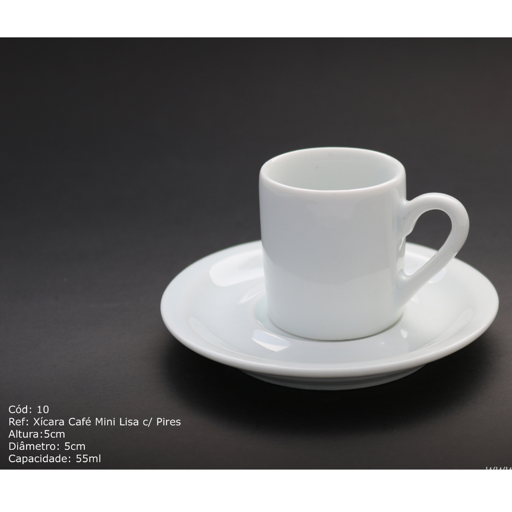 Mini Xicara de Café 60ml C/ Pires em Porcelana BelaVista