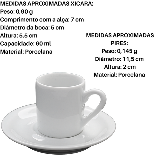 Mini Xicara de Café 60ml C/ Pires em Porcelana