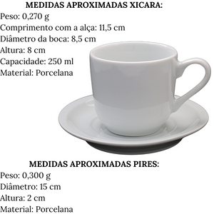 Xicara de Chá Paulista de Porcelana 250ml BelaVista