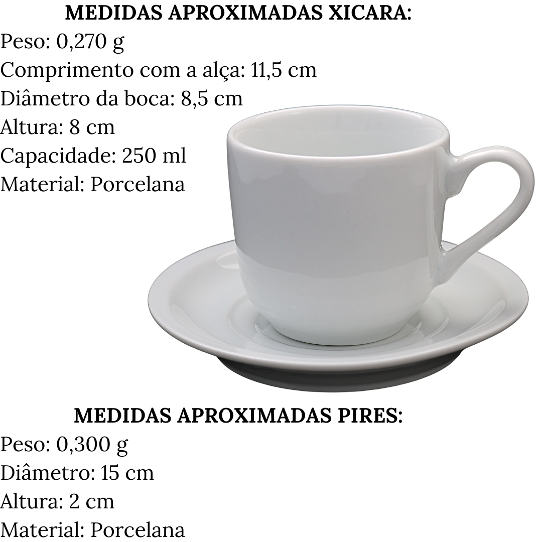 Xicara de Chá Paulista de Porcelana 250ml BelaVista