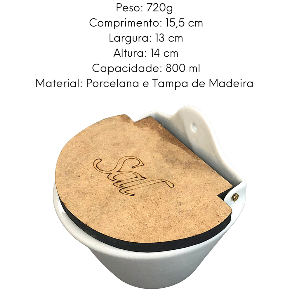 Saleiro Grande Conico C/ Tampa 800ml BelaVista