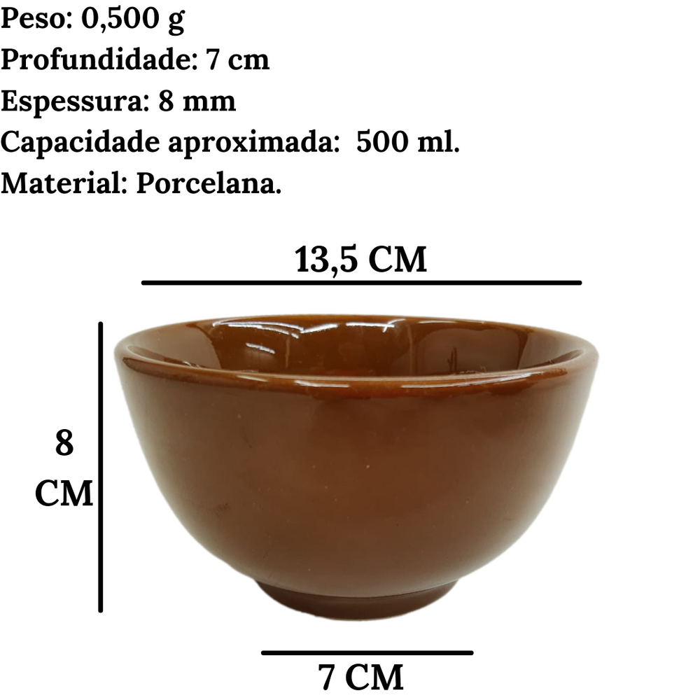 Tigela de Porcelana Japonesa Marrom 500ml BelaVista