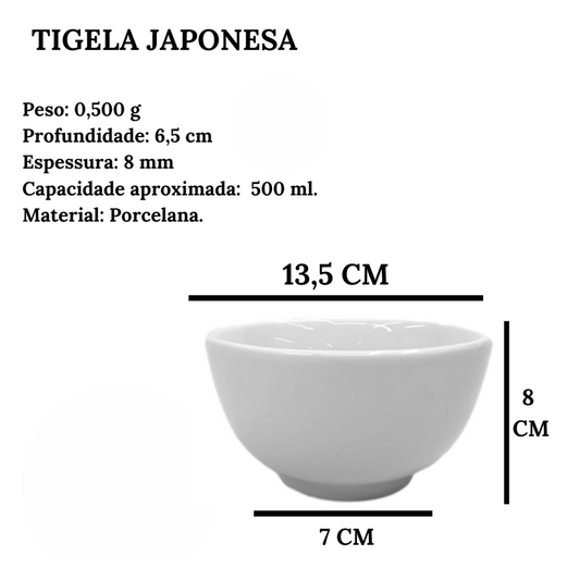 Tigela Bowl Japonesa de 500ml em Porcelana