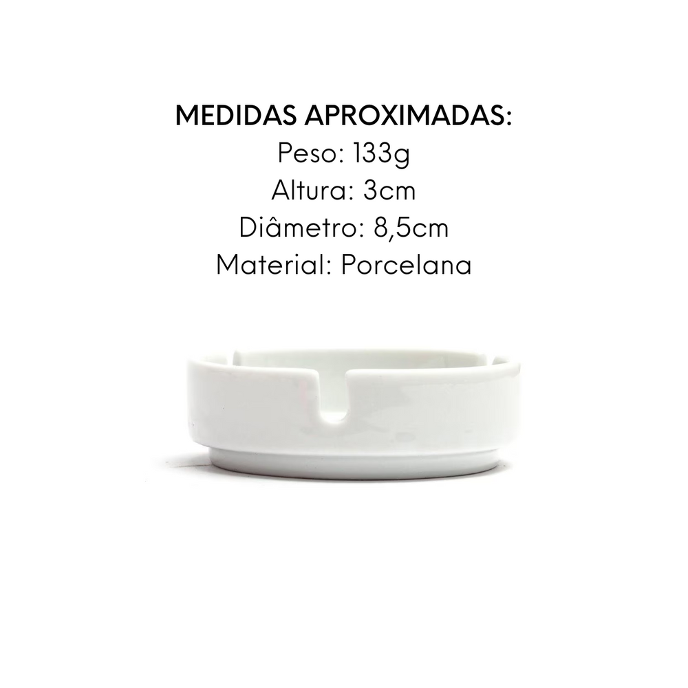 Cinzeiro Redondo Pequeno de Porcelana BelaVista