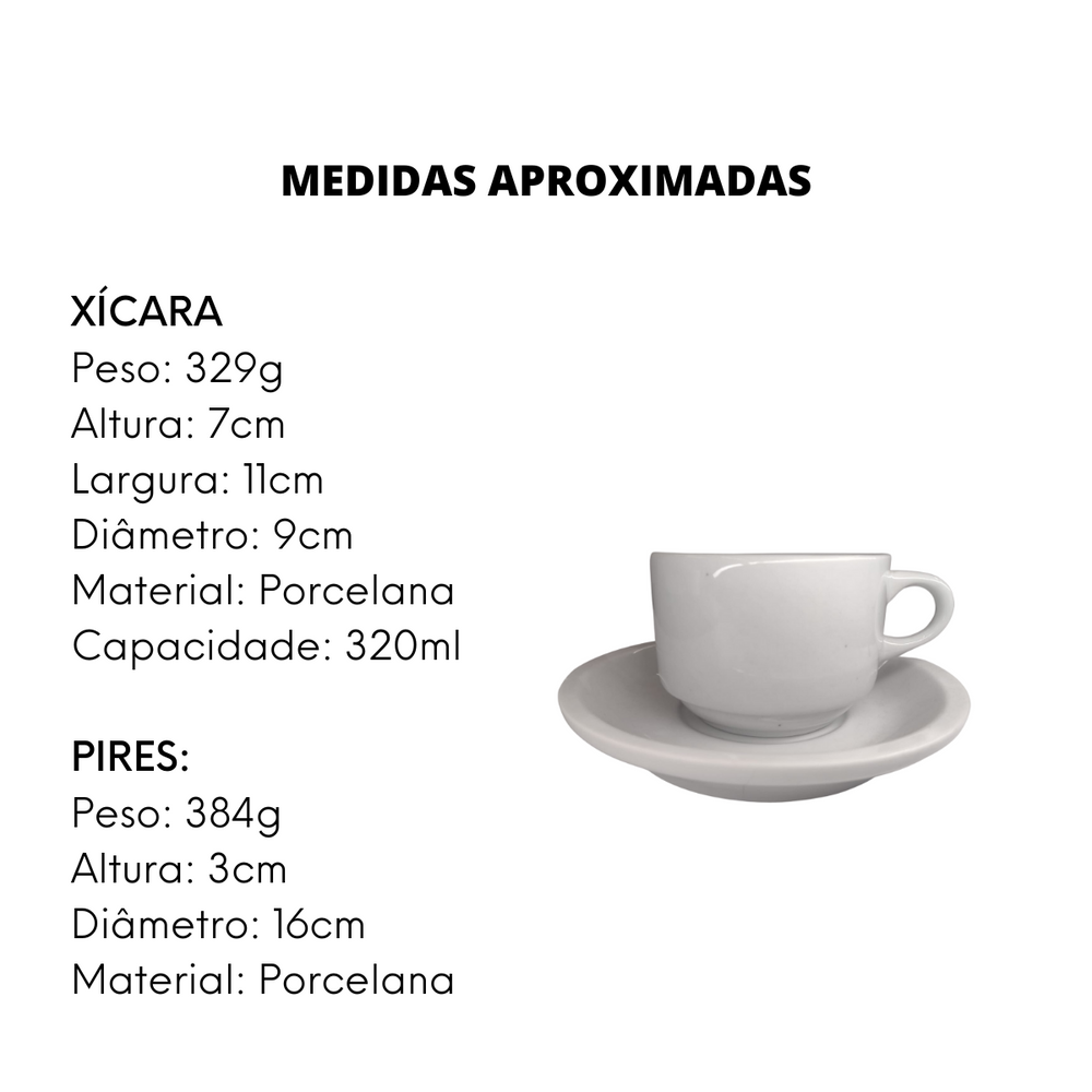 Xicara de Chá em Porcelana Estrelas Com Pires BelaVista