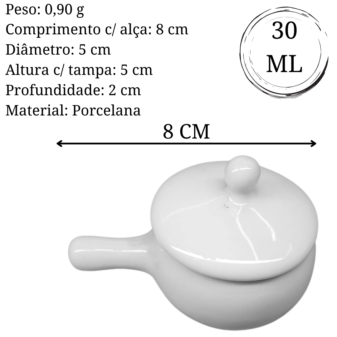 Molheira Panelinha Redonda C/ Tampa em Porcelana BelaVista