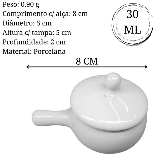 Molheira Panelinha Redonda C/ Tampa em Porcelana