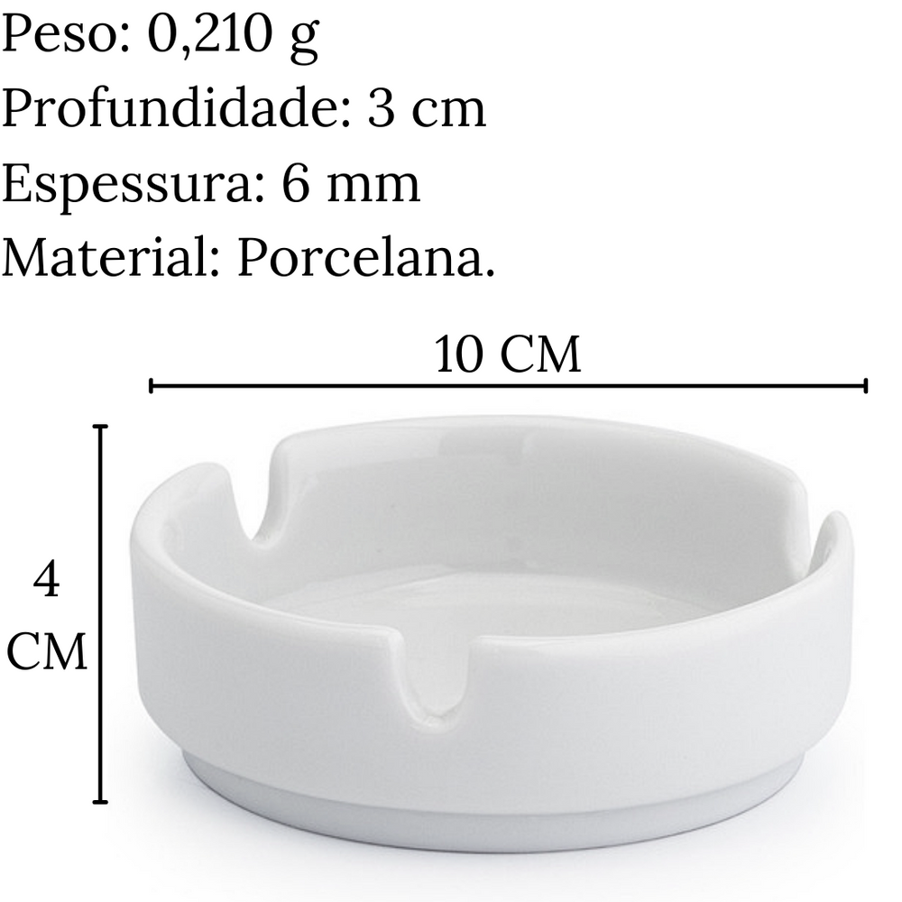 Cinzeiro Redondo em Porcelana 10cm BelaVista