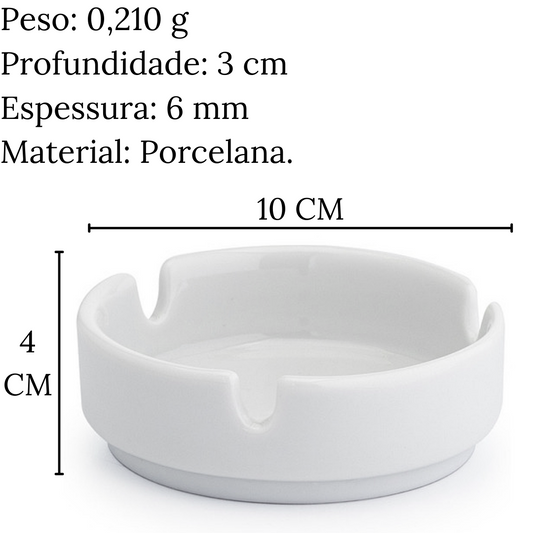 Cinzeiro Redondo em Porcelana 10cm