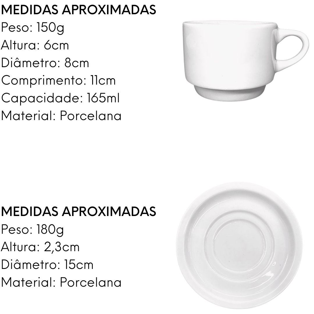 Xicara de Chá Santa Catarina em Porcelana 165ml BelaVista