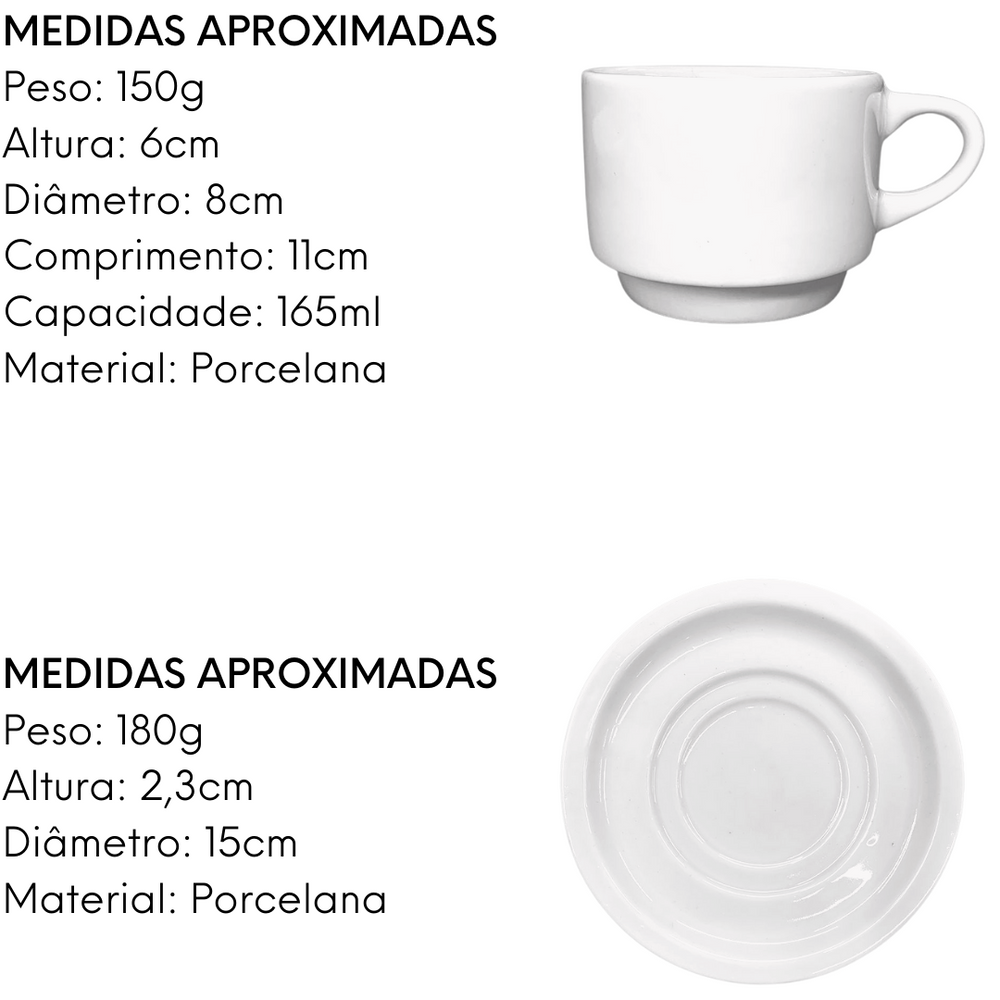 Xicara de Chá Santa Catarina em Porcelana 165ml BelaVista
