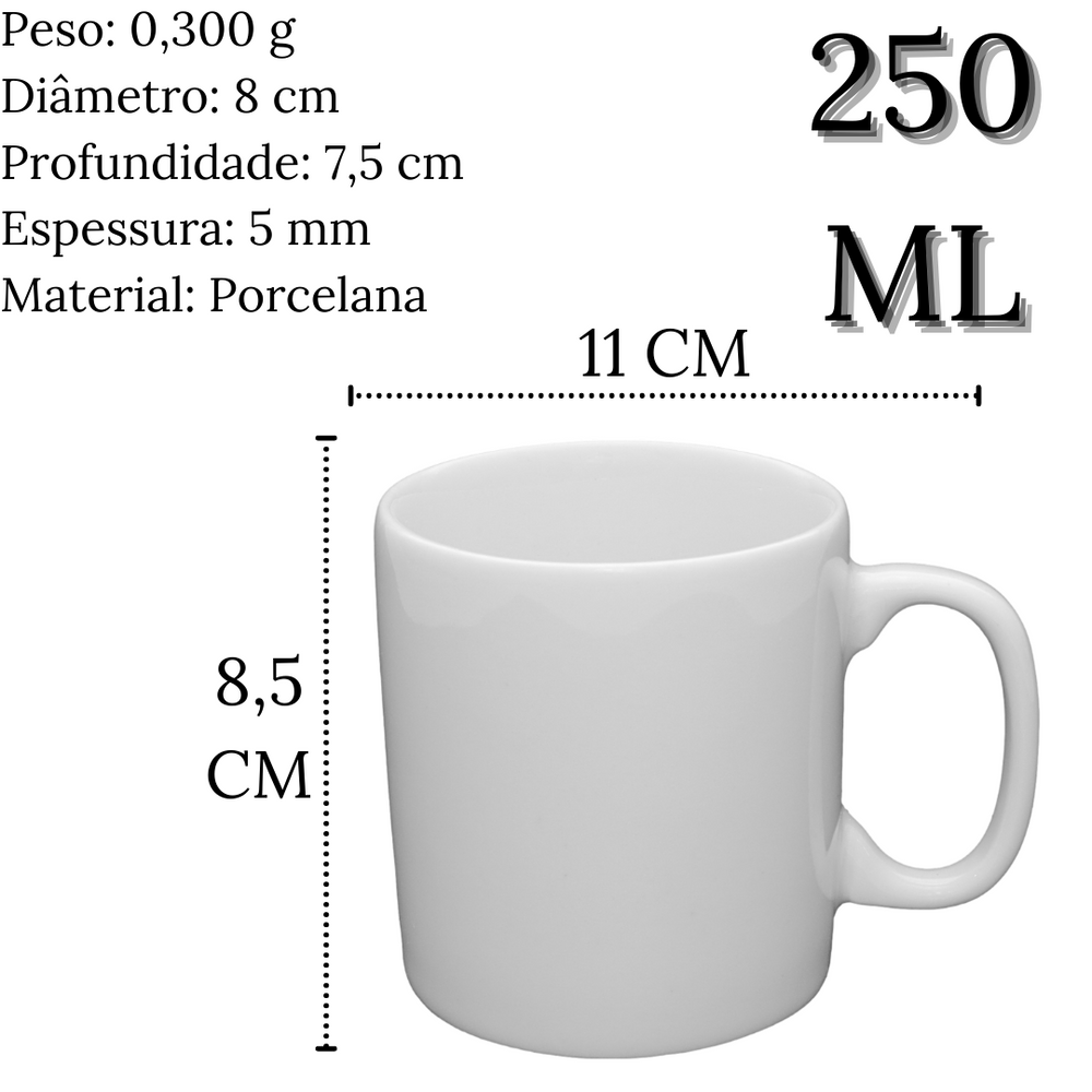 Caneca Pequena em Porcelana 250ml - A Gourmet