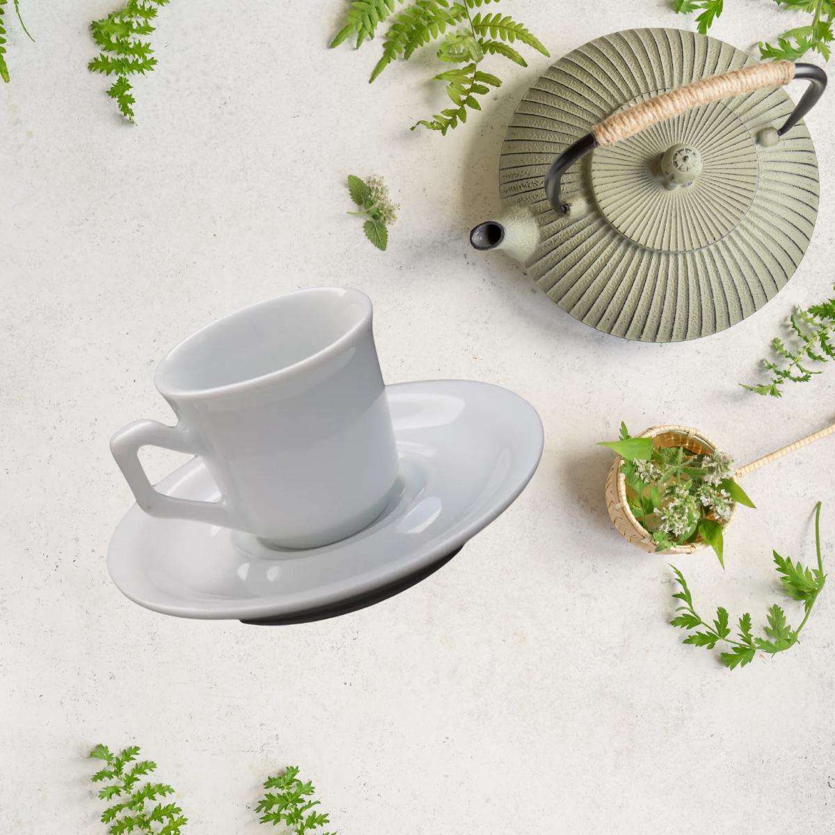 Xicara de Café Com Pires de Porcelana 55ml BelaVista