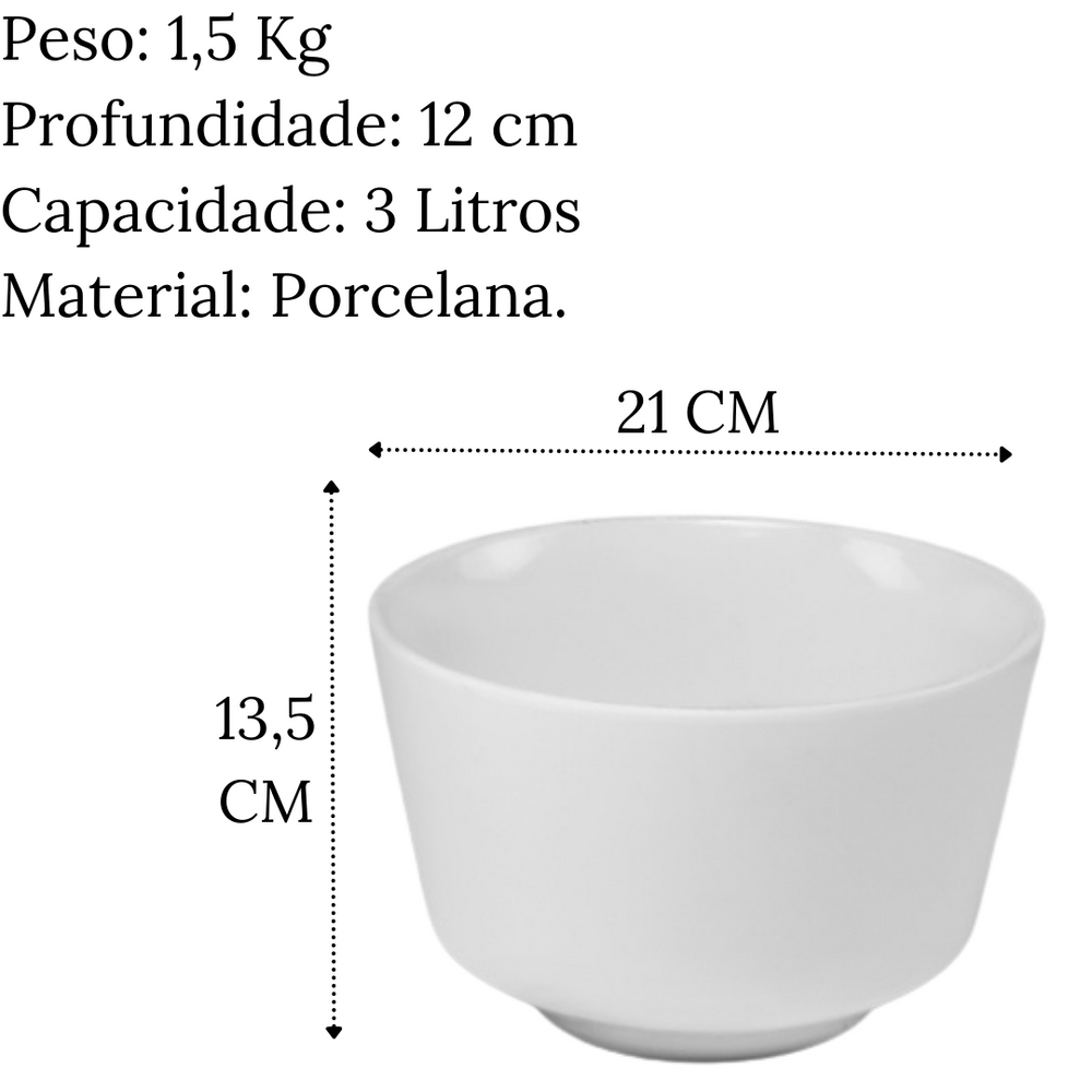 Tigela Bowl Fundo 3L em Porcelana BelaVista