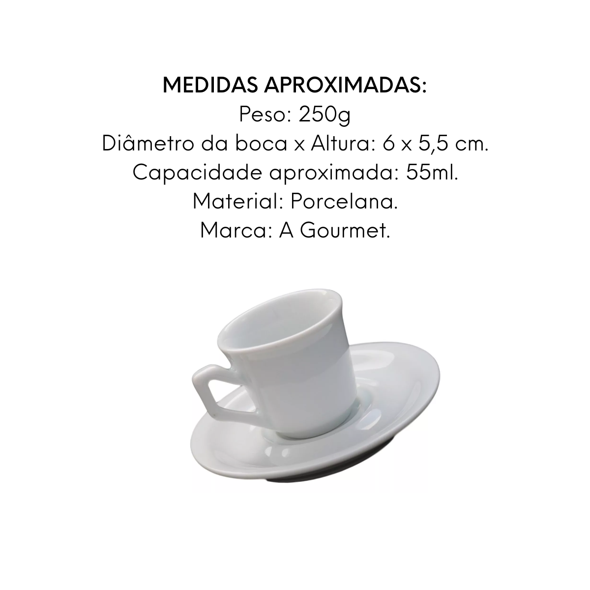 Xicara de Café Com Pires de Porcelana 55ml BelaVista