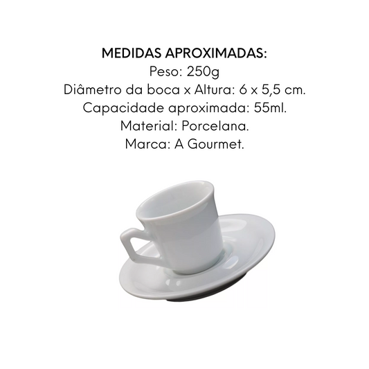 Xicara de Café Com Pires de Porcelana 55ml