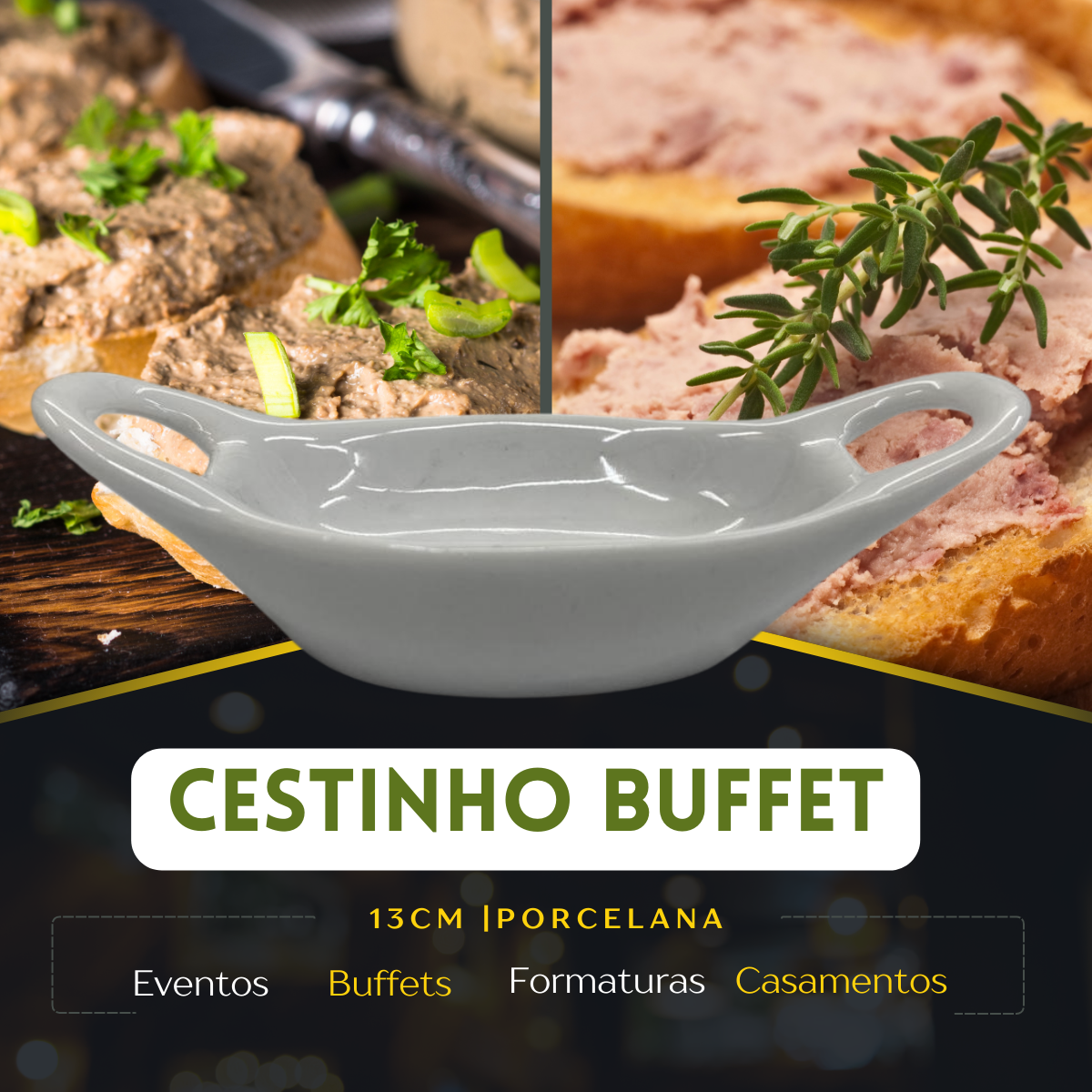 Cesto Servir Porcelana Buffet 35ml BelaVista