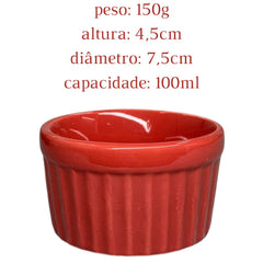 Ramekim Pequeno 100ml em Porcelana Vermelho BelaVista