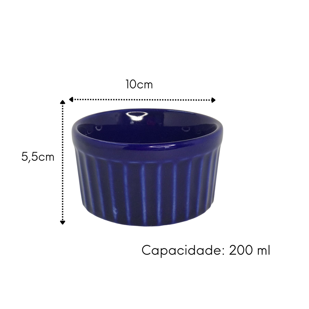 Ramequim de Porcelana Grande Azul 200ml BelaVista