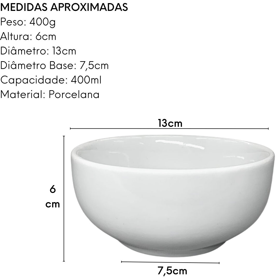 Tigela Mexicana Branca em Porcelana 400ml BelaVista
