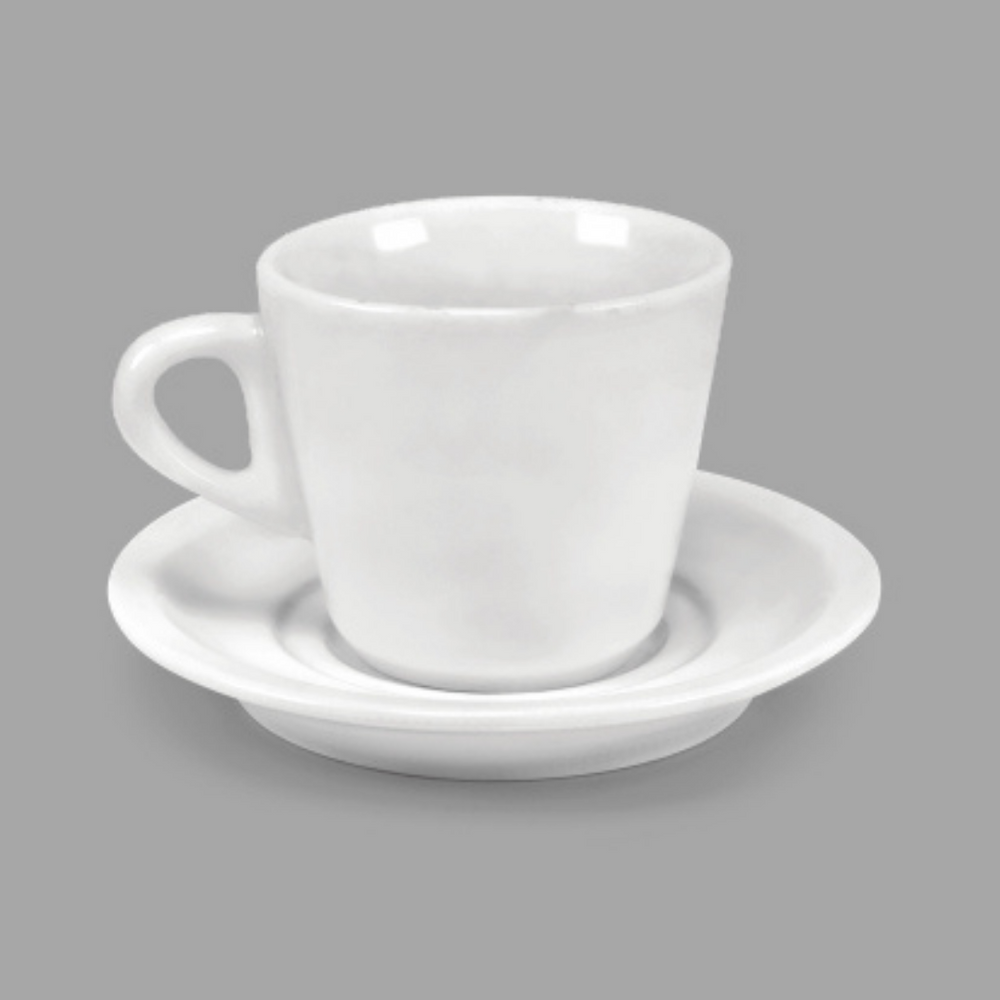 Xicara Piramide 200ml C/ Pires em Porcelana BelaVista