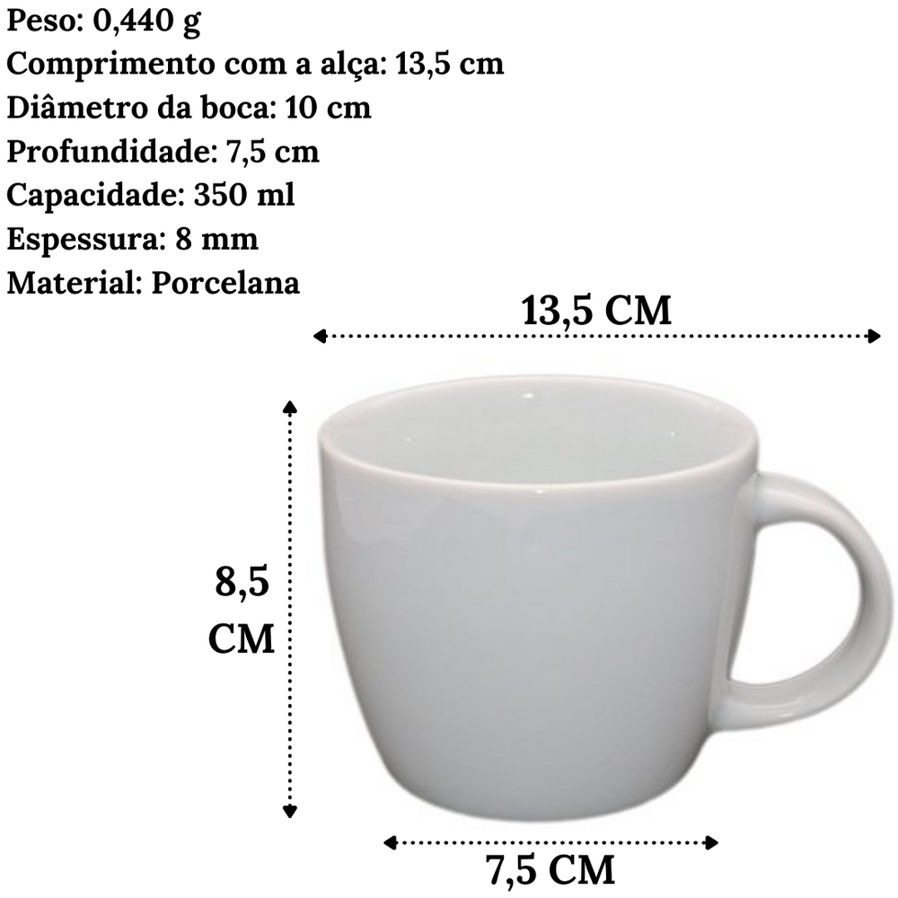 Xicara Balaio 350ml de Porcelana S/ Pires BelaVista