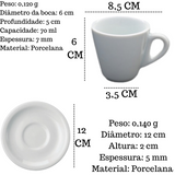 Xicara C/ Pires Pirâmide 70ml em Porcelana BelaVista