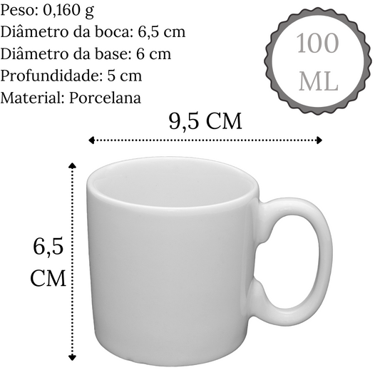 Caneca Porcelana Pequena 100ml Branca