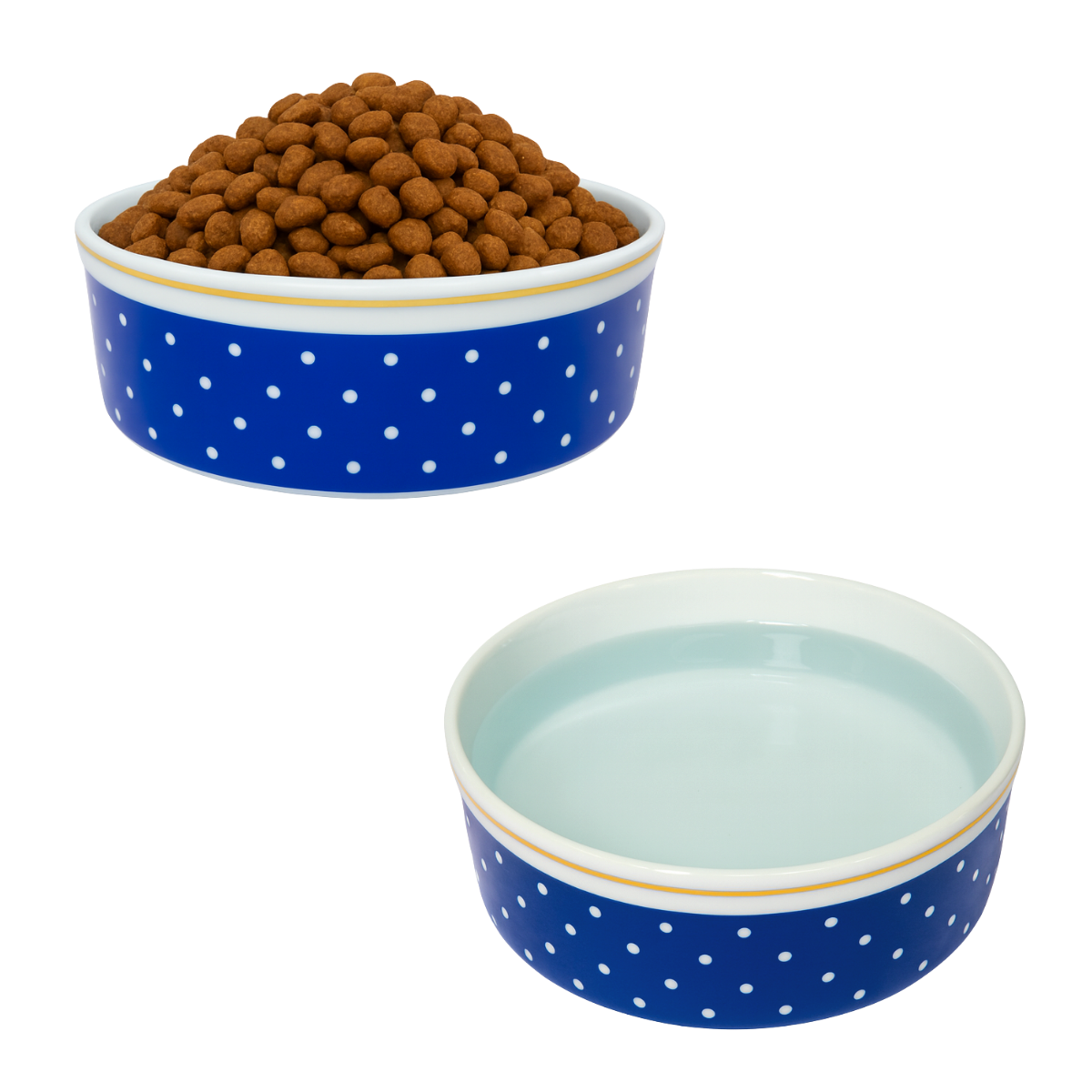 Comedouro Cães Gatos Porcelana 600ml Azul