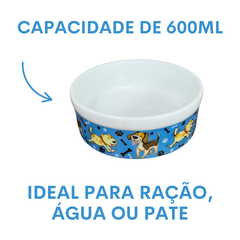 Comedouro Pet Azul de Porcelana 600ml