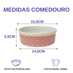 Comedouro Rosa de Porcelana 600ml