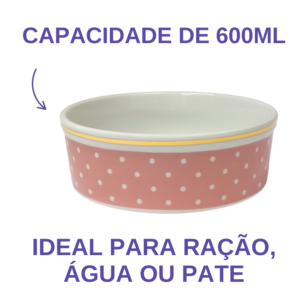 Comedouro Rosa de Porcelana 600ml